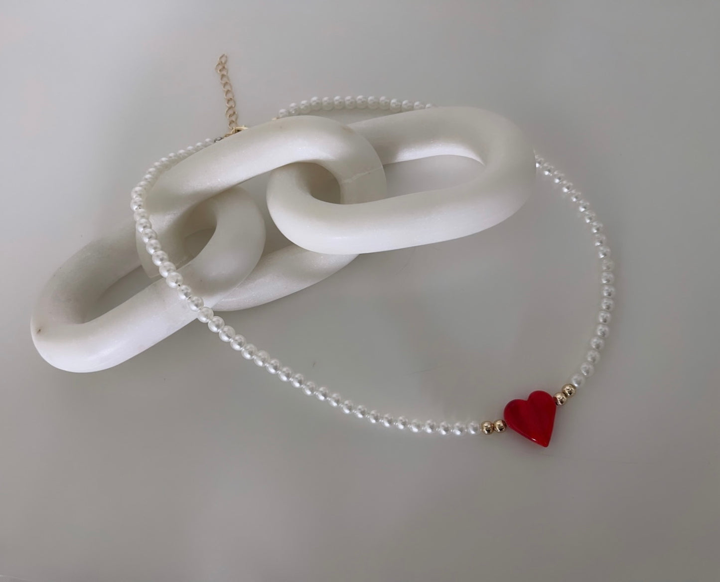 Vintage Heart Pendant Drop Pearl Necklace