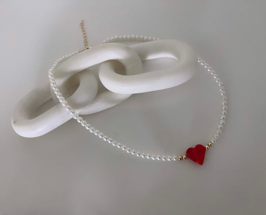 Vintage Heart Pendant Drop Pearl Necklace