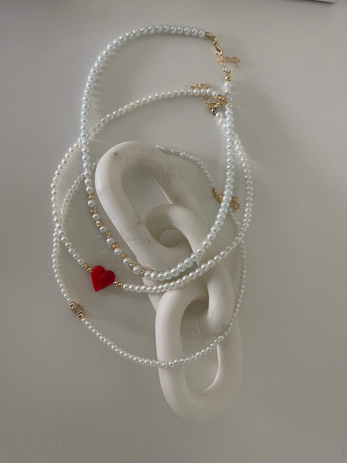 Vintage Heart Pendant Drop Pearl Necklace