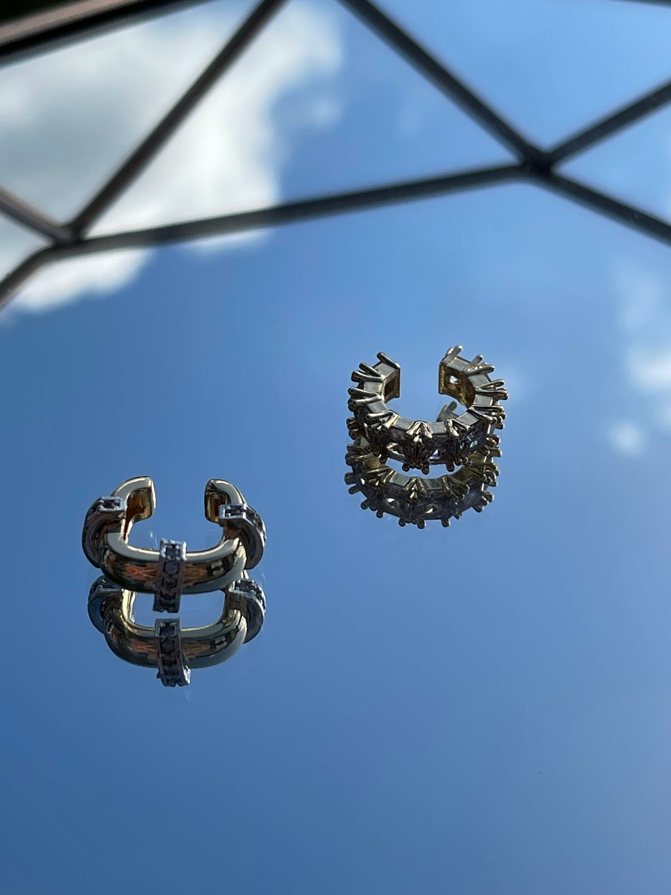 Square Earcuffs with Crystal Stripes